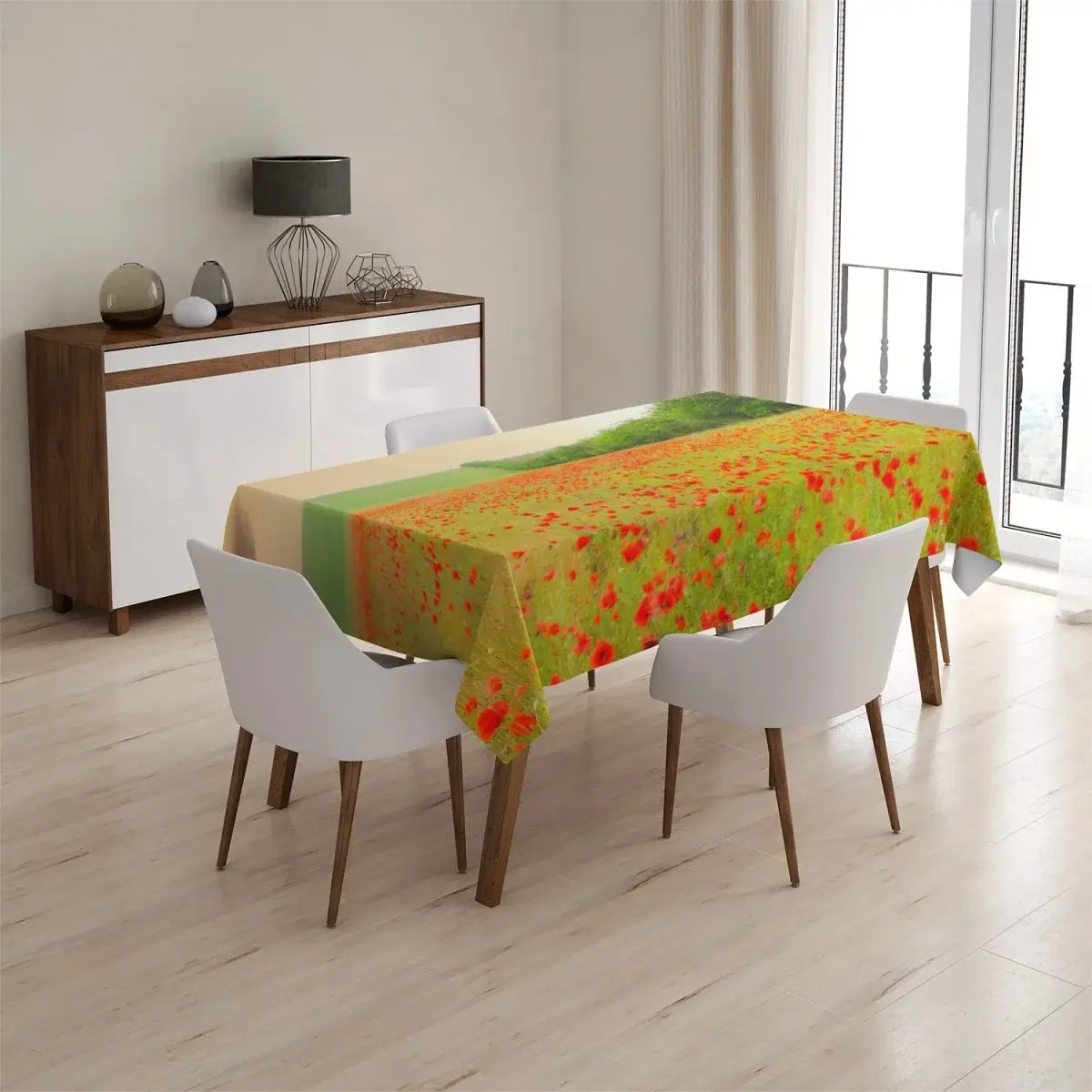 Ubrus Pole vlčích máků - 130x130 cm
