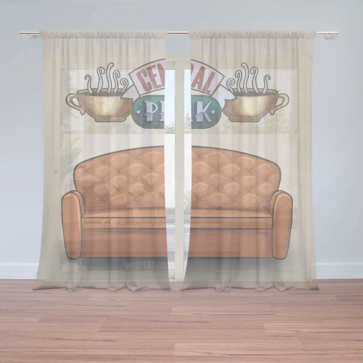 Záclony Seriál přátelé CENTRAL PERK Gauč: 2ks 150x250cm