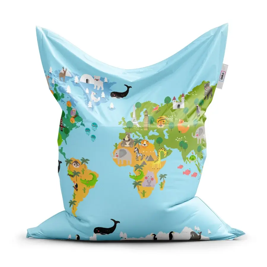 Sedací vak Classic Zvířecí mapa světa - 200x140 cm