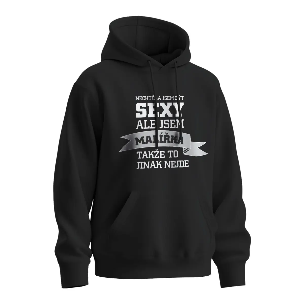 Mikina s potiskem Nechtěla jsem být sexy, ale jsem malířka - černá