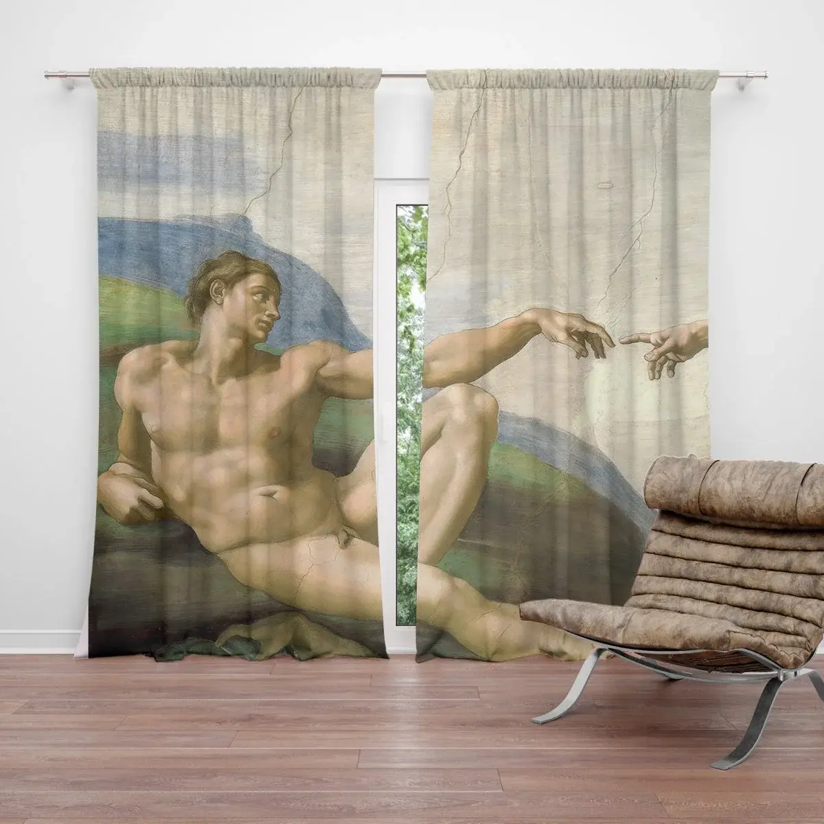 Závěs Stvoření Adama - Michelangelo Buonarroti: 2ks 140x250cm