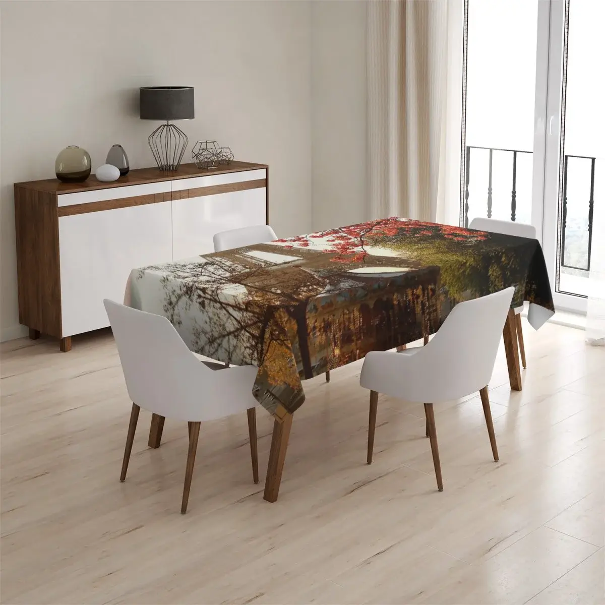 Ubrus Eiffelova věž a červený strom - 90x90 cm