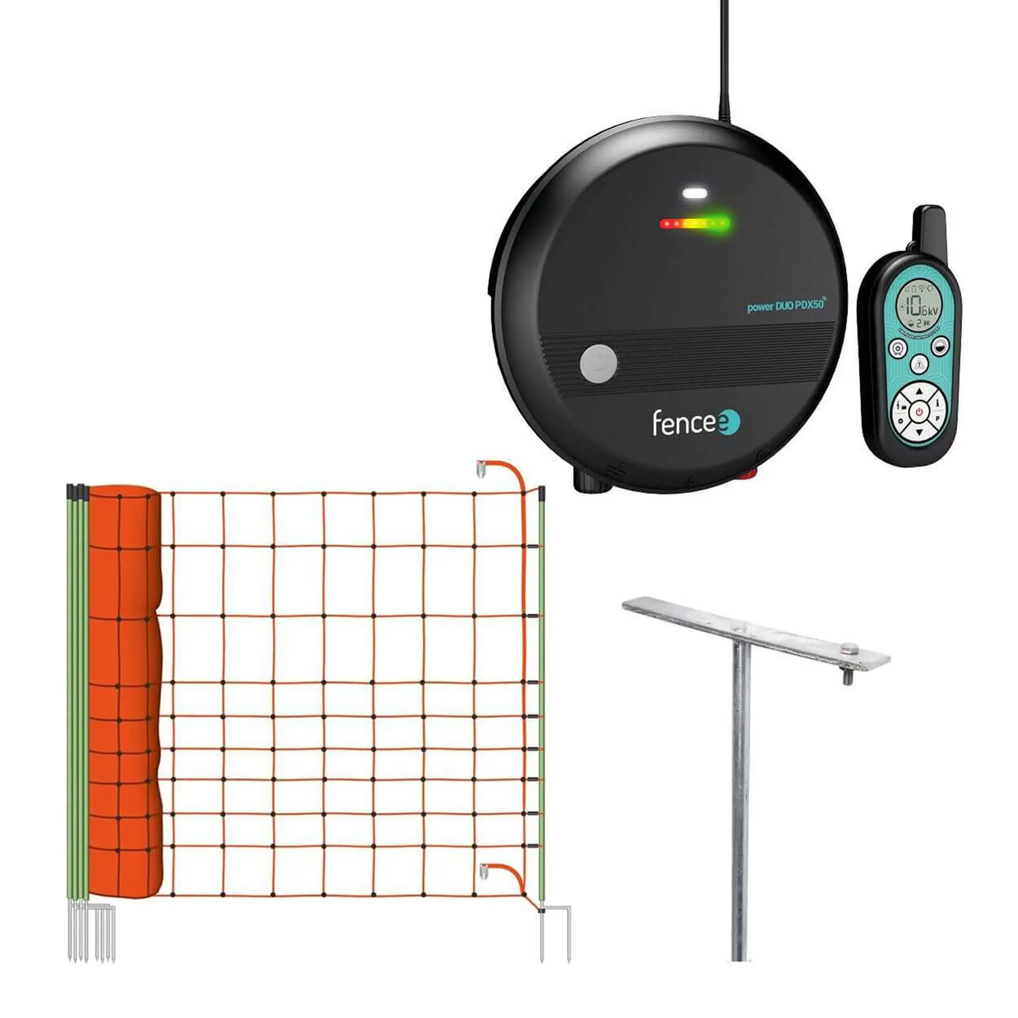 Set elektrického ohradníku se sítí ochrana před vlkem, rysem - DUO RF zdroj s ovladačem 5 J - síť 50 m
