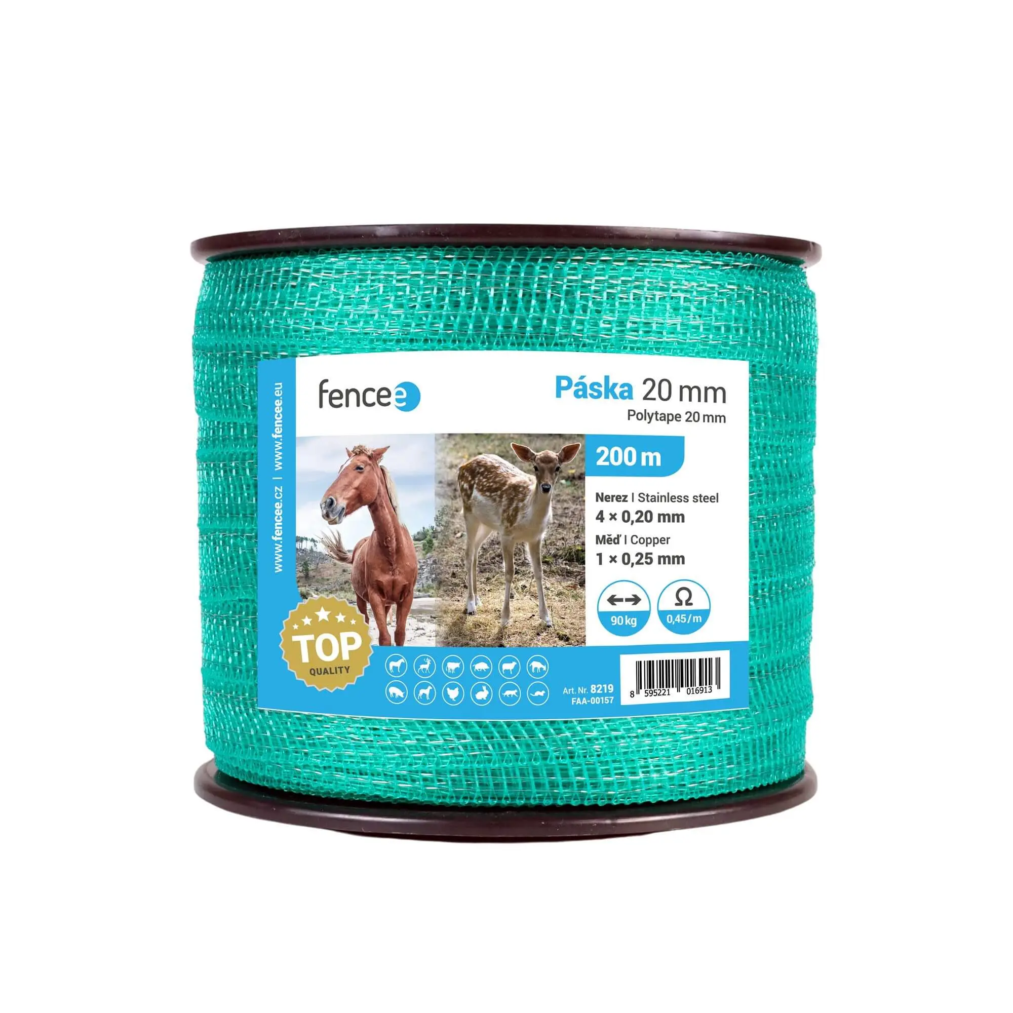 Páska pro elektrický ohradník, šířka 20 mm, zelená, délka 200 m
