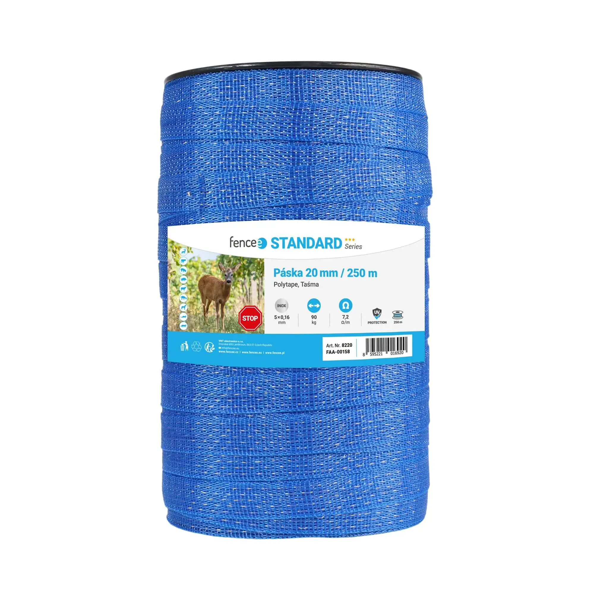 Páska pro elektrický ohradník, šířka 20 mm, modrá, délka 250 m