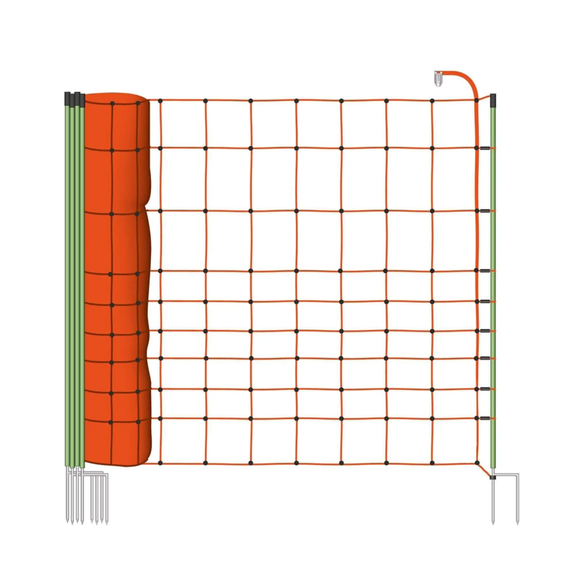 Vodivá ohradníková síť pro ovce, jehňata a kozy, výška 120 cm, délka 50 m, dvojitý hrot