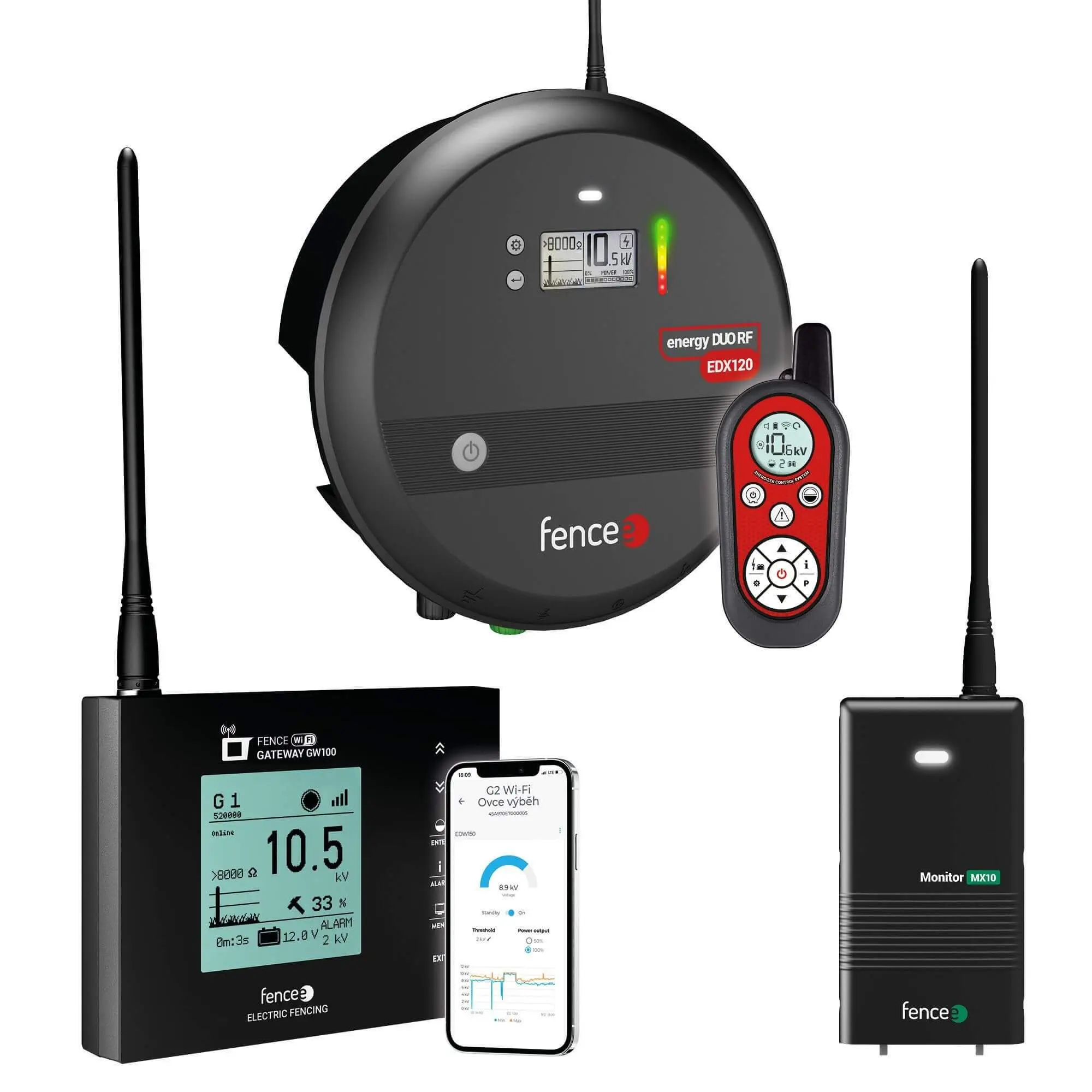 Set elektrického ohradníku Chytrá Farma - RF zdroj 12 J, ovladač - WiFi Gateway - Monitor MX10 ZDARMA