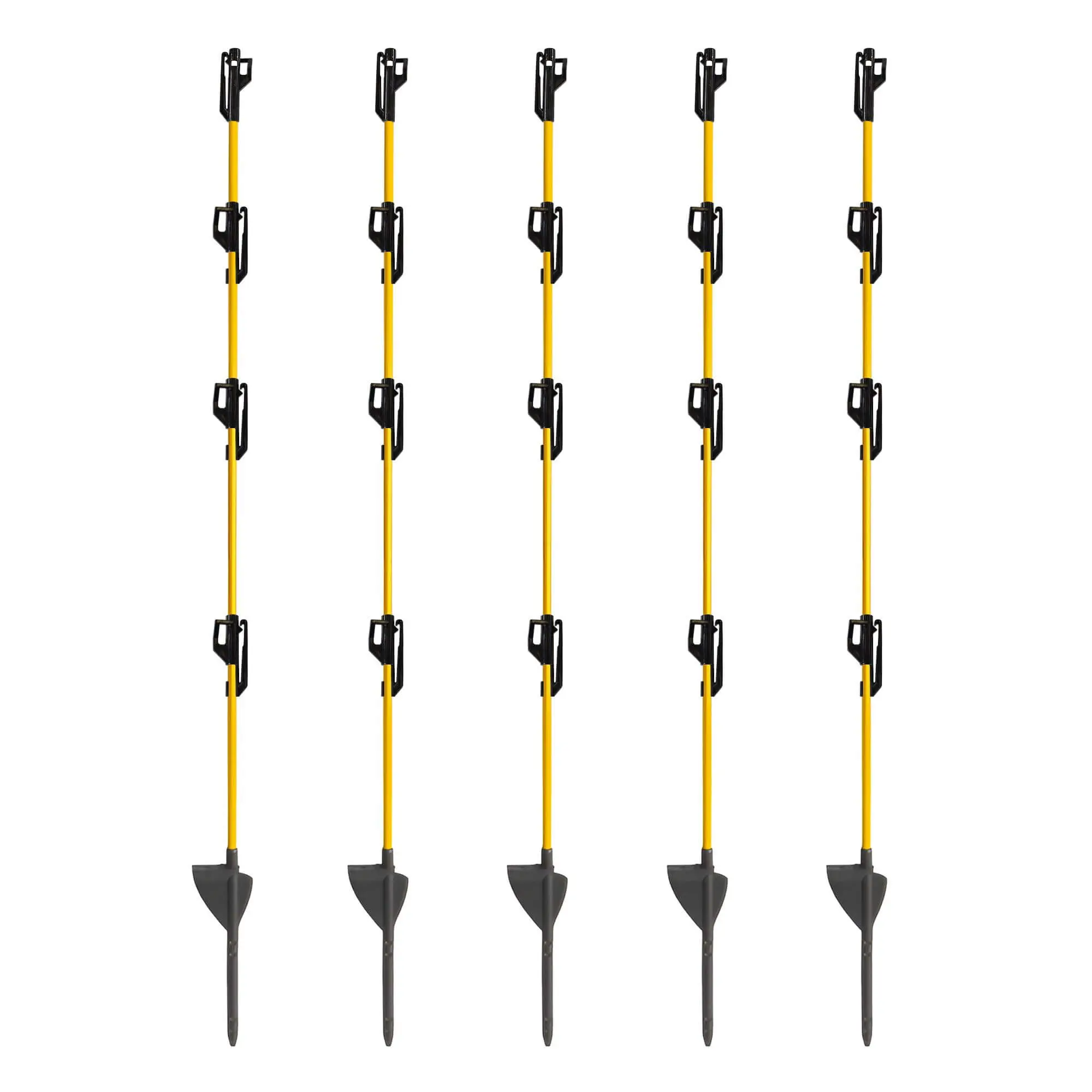Sklolaminátový oválný sloupek pro elektrický ohradník 110 cm, nášlap a hrot, 4 izolátory - 10 ks
