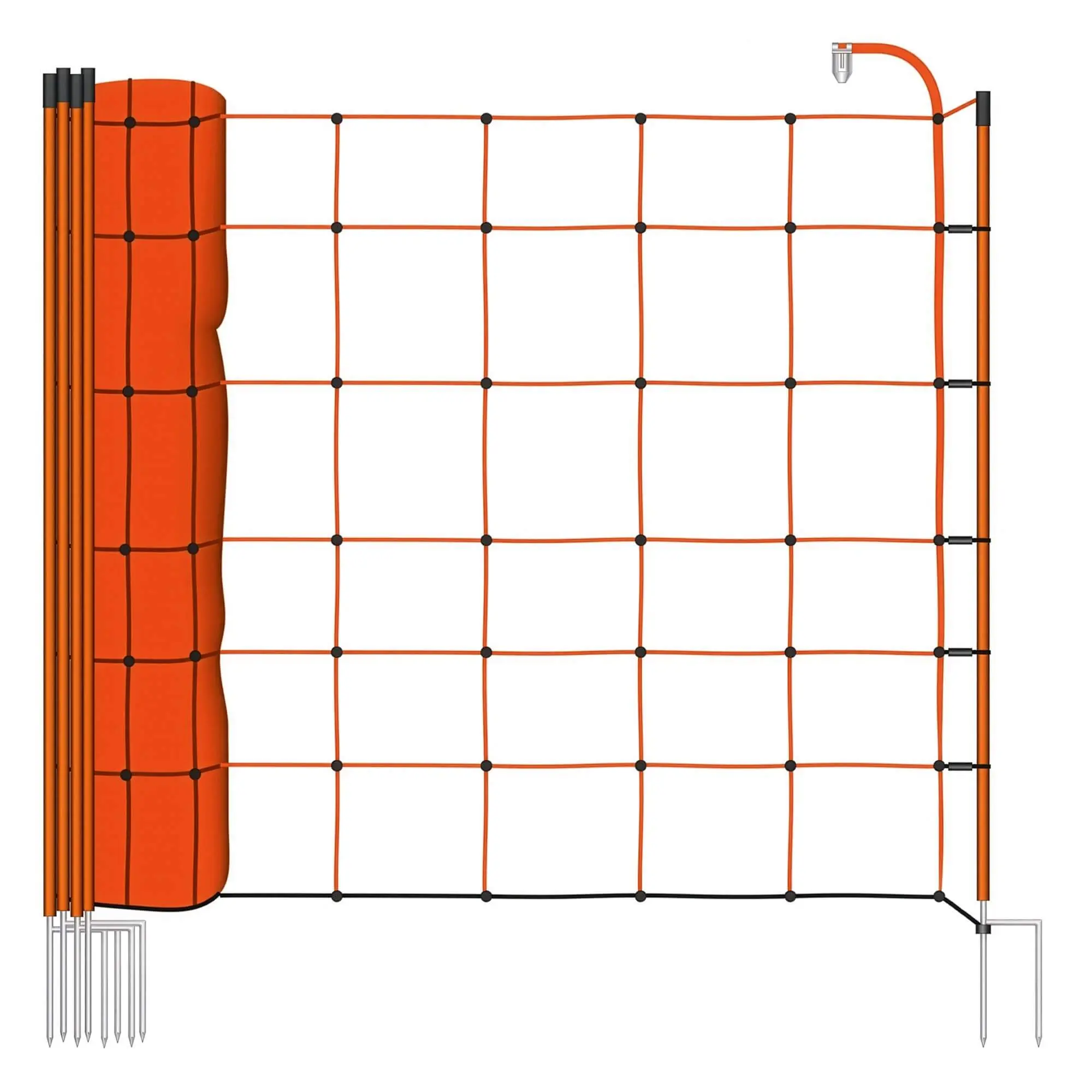 Oranžová vodivá síť STANDARD pro elektrický ohradník pro ovce, kozy, výška 90 cm, 50 m, dvojitý hrot