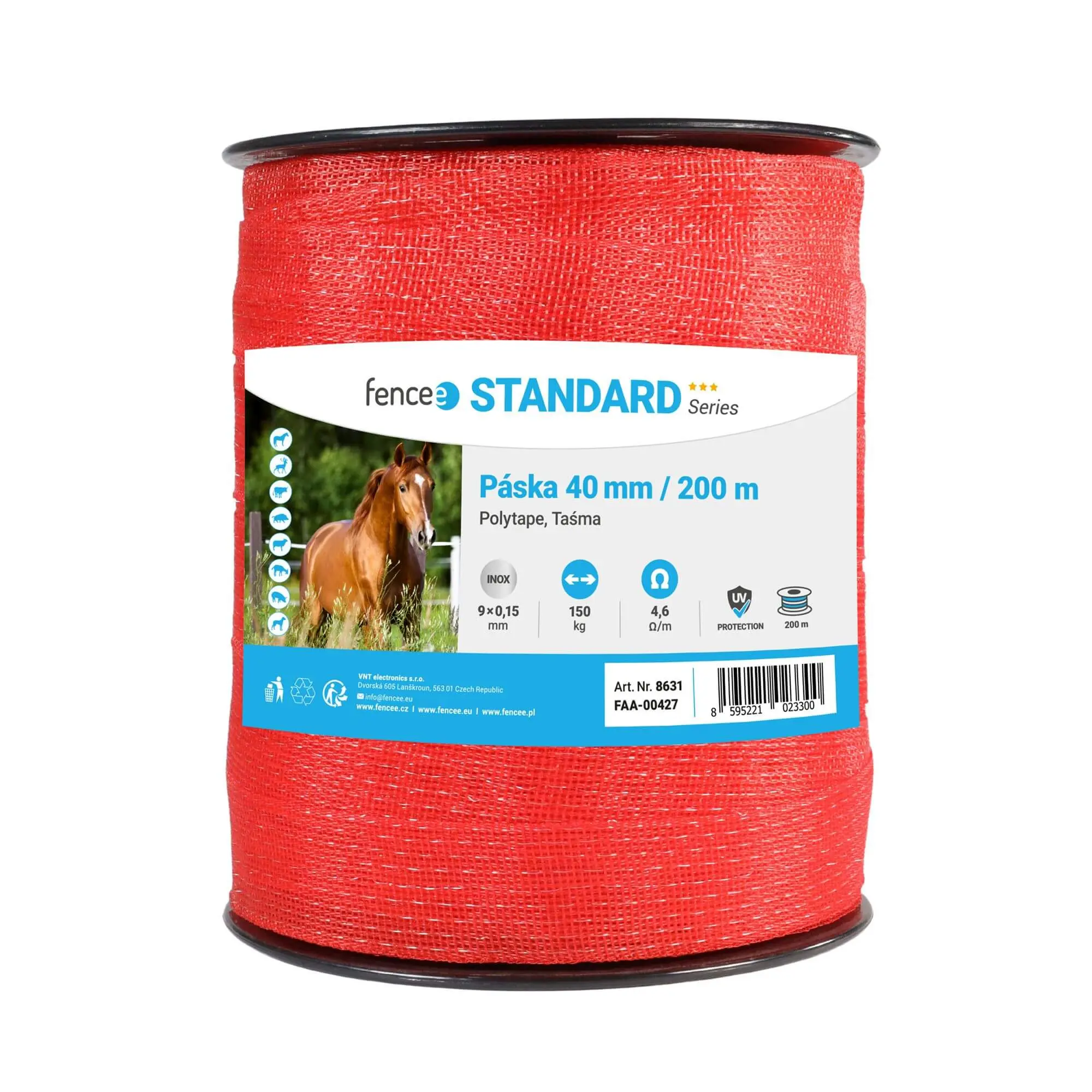 Elektrická páska s šířkou 40 mm, oranžová, délka 200 m