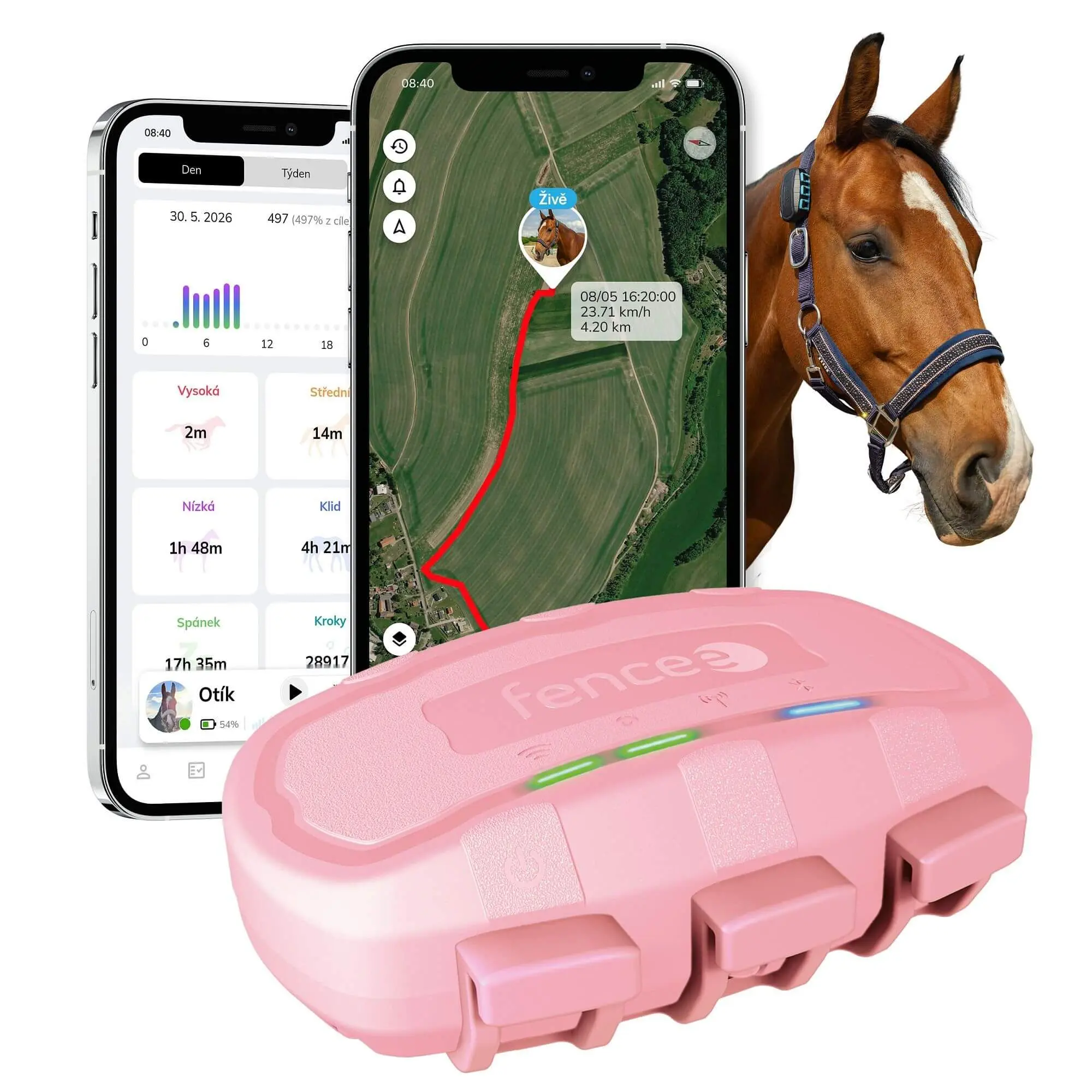 Chytrý lokátor pro koně fencee EquiGPS Track - Růžová