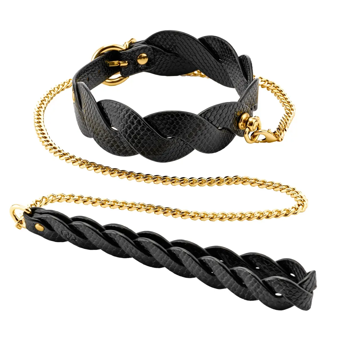 Obojek s vodítkem GP ECLIPSE LUNAR BRAIDED černý