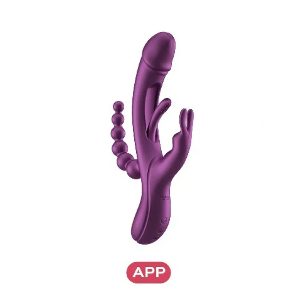 HoneyPlayBox Trilux Kinky Finger Rabbit Vibrator with Anal Beads Purple