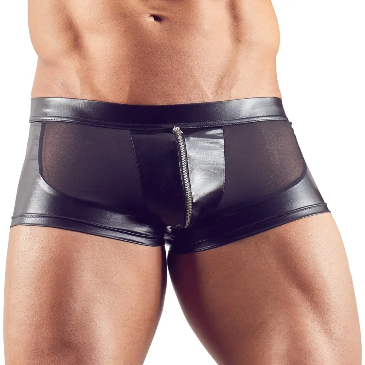 Boxerky Svenjoyment se zipem lakované černé