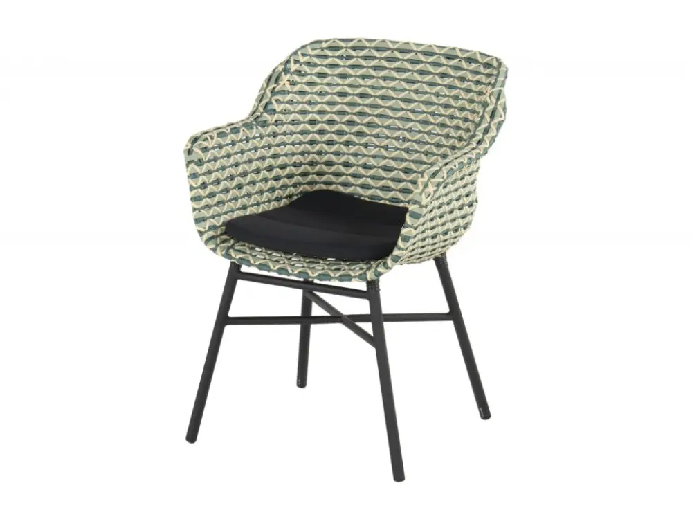 Pevné křeslo Delphine, umělý výplet, green mint a podnož black HN53594831