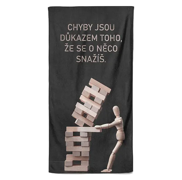 Osuška Chyby jsou důkazem (Velikost osušky: 100x170cm)