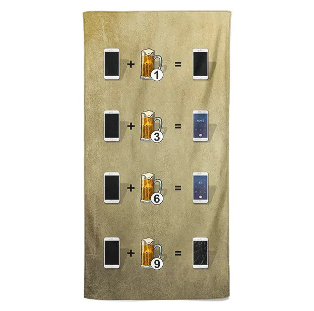 Osuška Pivo a telefon (Velikost osušky: 100x170cm)