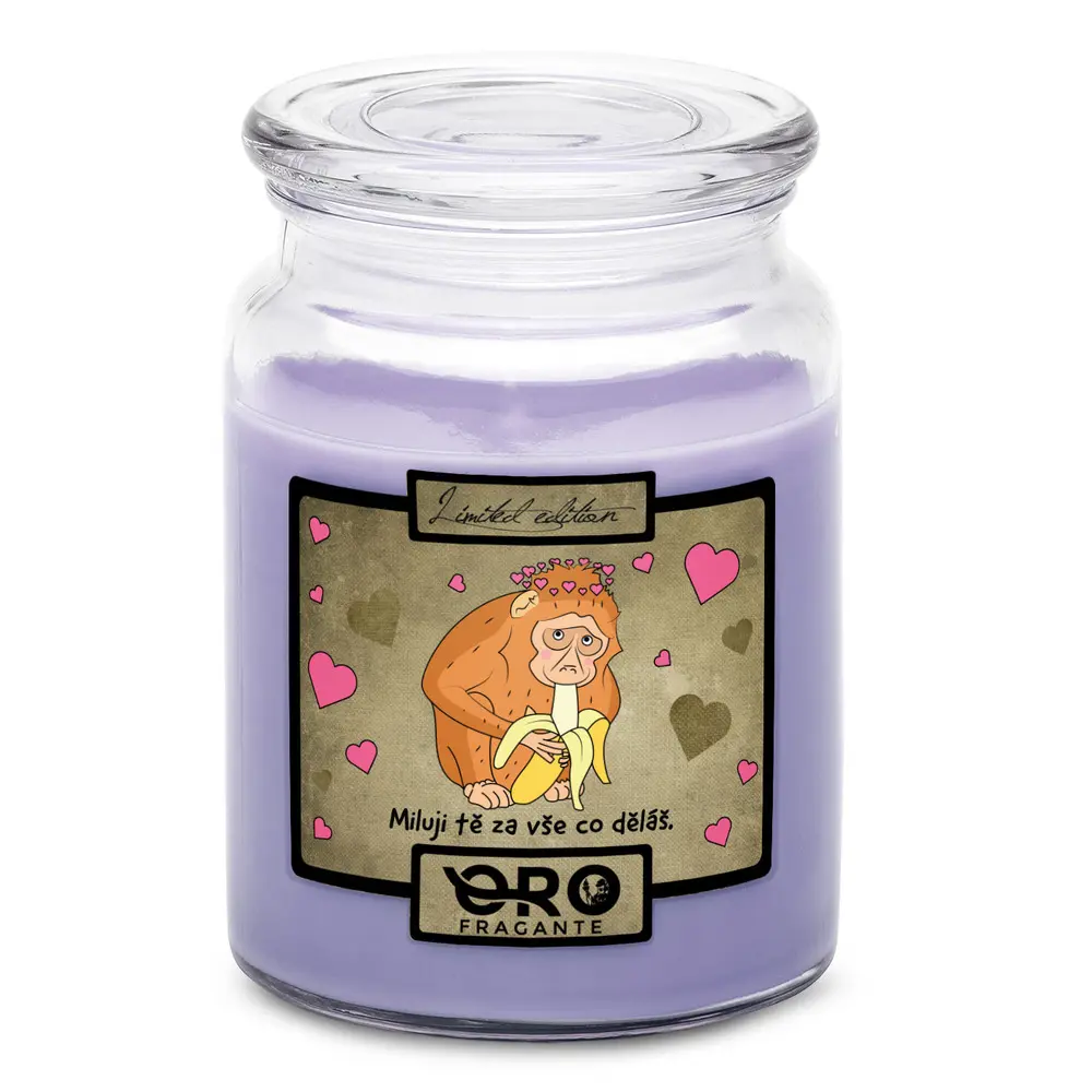 Svíčka Miluji tě za to – opice (Vůně svíčky: