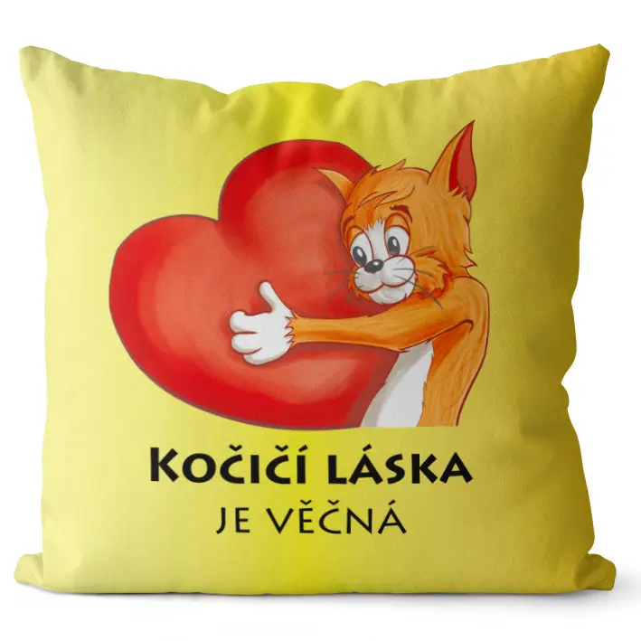 Polštář Kočičí láska je věčná (Velikost: 55 x 55 cm)