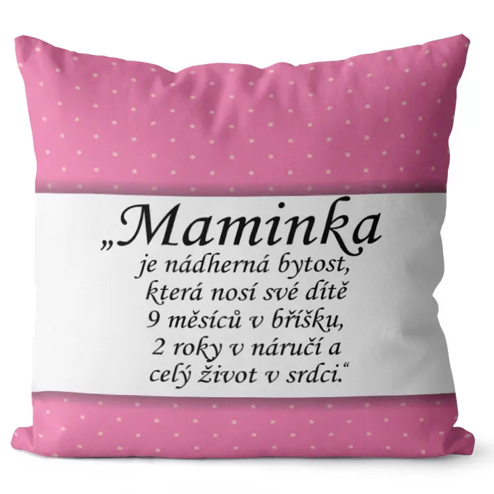 Polštář Maminka – život v srdci (Velikost: 55 x 55 cm)