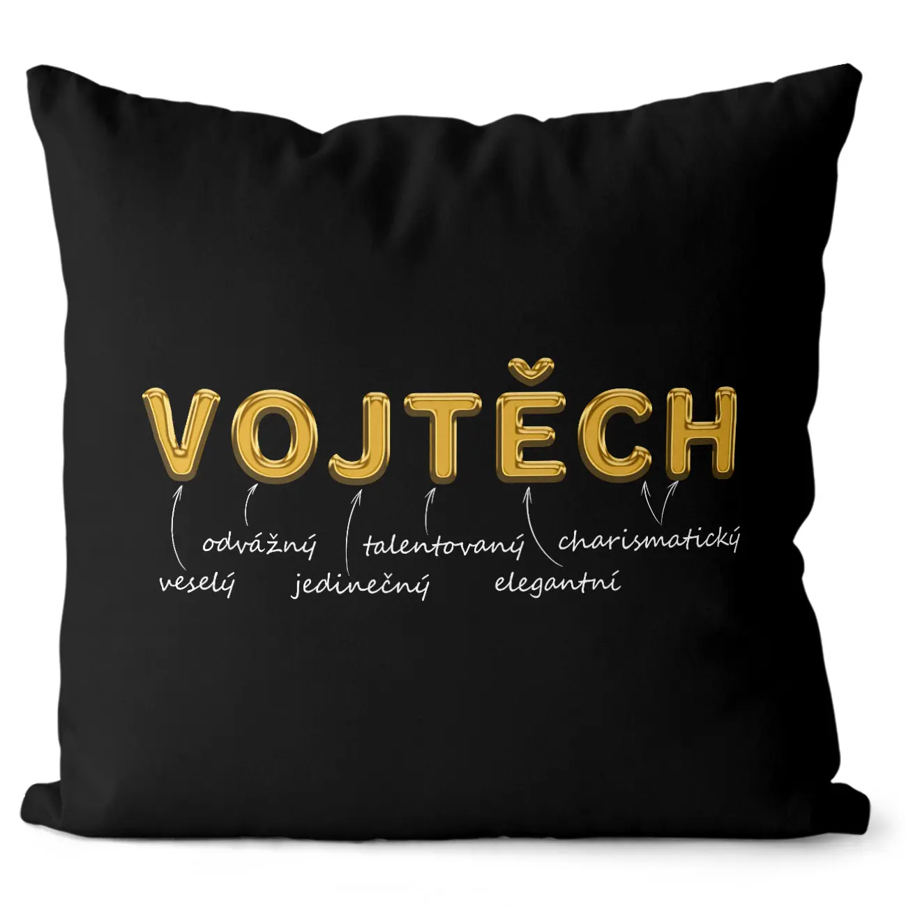 Polštář Mužská jména – GOLD (Velikost: 55 x 55 cm, Jméno: Vojtěch)