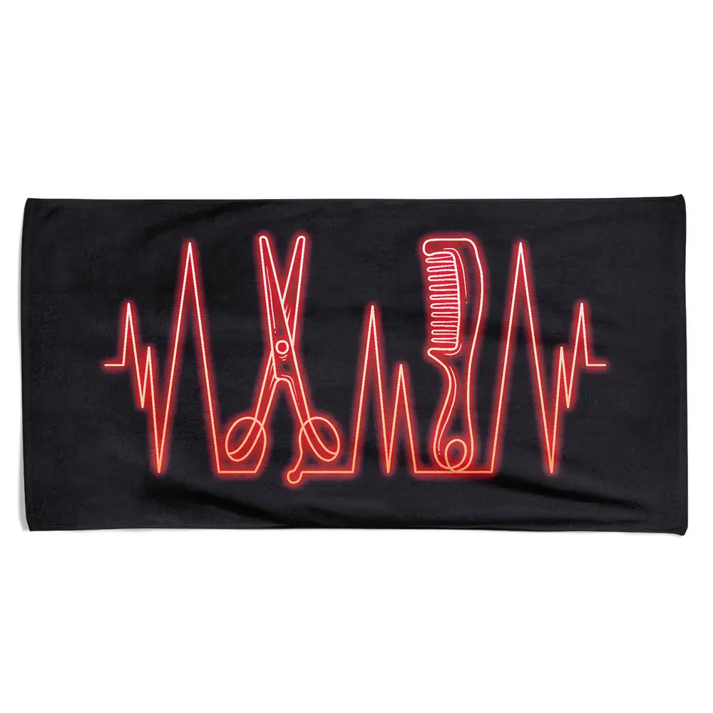Osuška Heartbeat comb and scissors (Velikost osušky: 100x170cm)