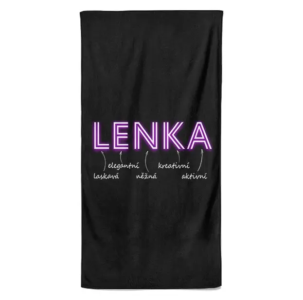 Osuška Ženská jména – NEON (Jméno: Lenka, Velikost osušky: 100x170cm)