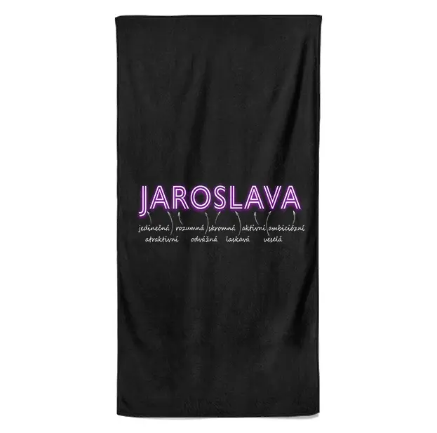 Osuška Ženská jména – NEON (Jméno: Jaroslava, Velikost osušky: 100x170cm)