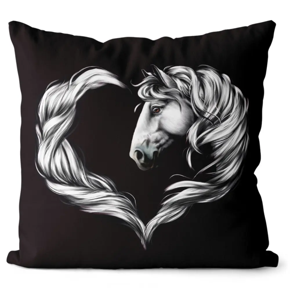 Polštář Horse heart white (Velikost: 55 x 55 cm)