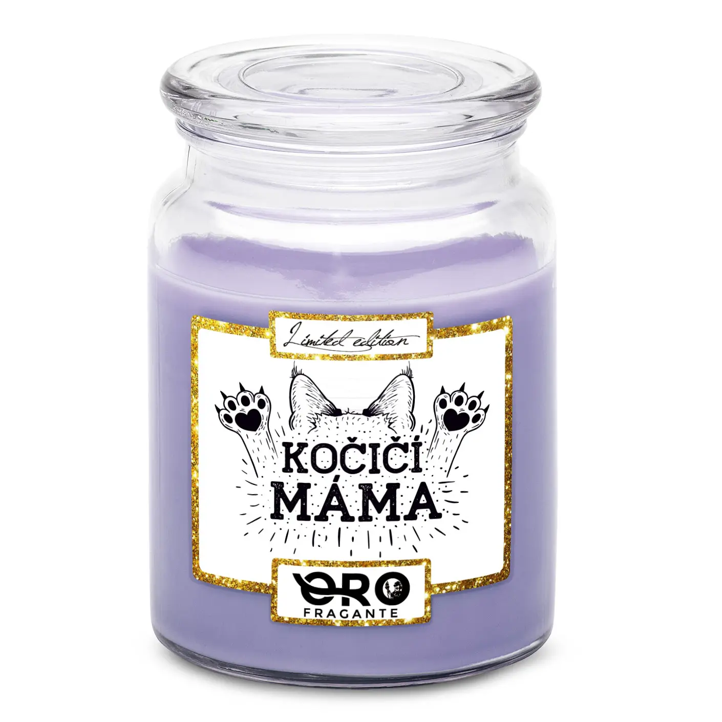 Svíčka Kočičí máma – tlapky (Vůně svíčky: Levandule)