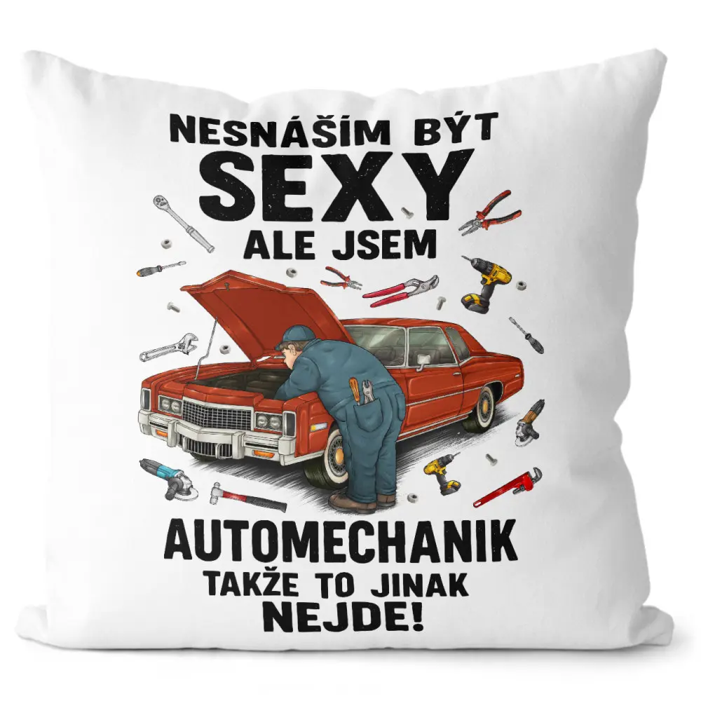 Polštář Sexy automechanik (Velikost: 55 x 55 cm)