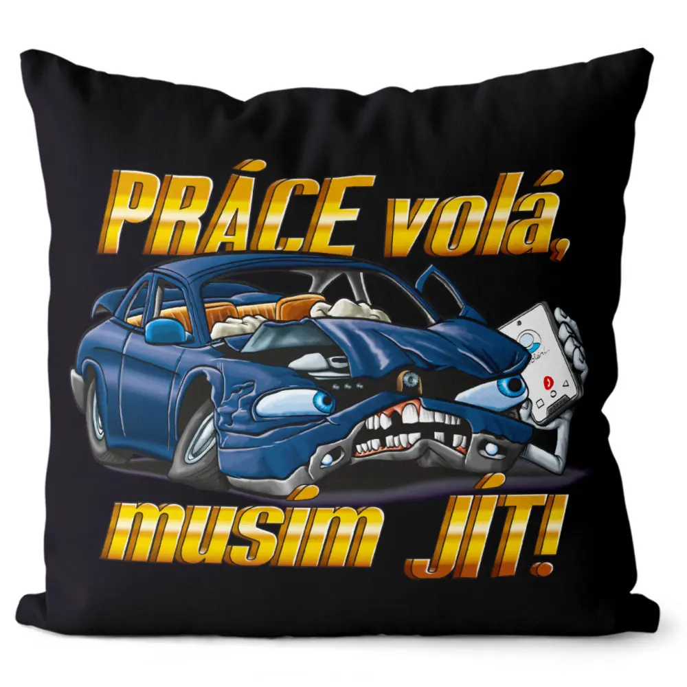 Polštář Práce volá - automechanik (Velikost: 40 x 40 cm)