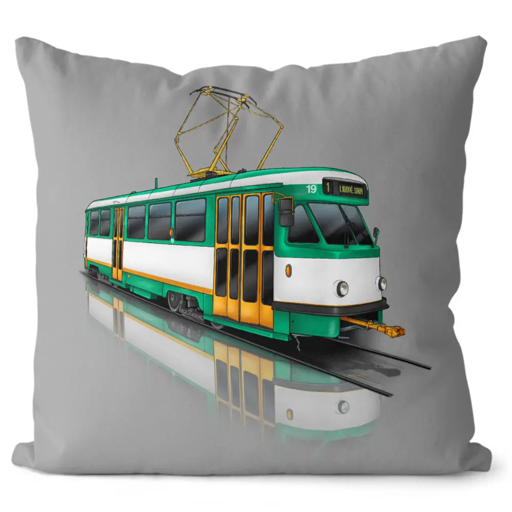 Polštář Tramvaj T2 – zelená (Velikost: 55 x 55 cm)
