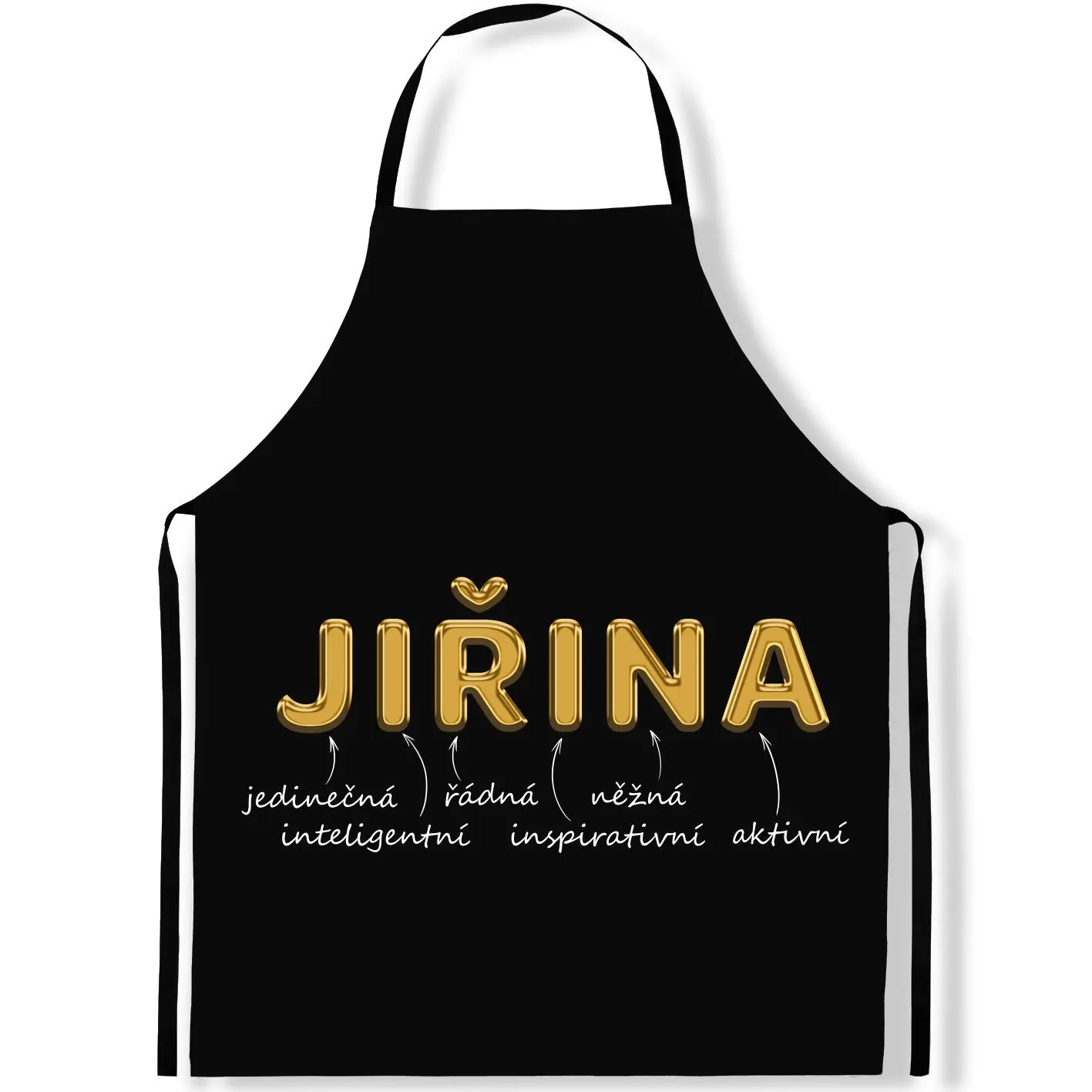 Zástěra Ženská jména – GOLD (Výběr jména) (Jméno: Jiřina)