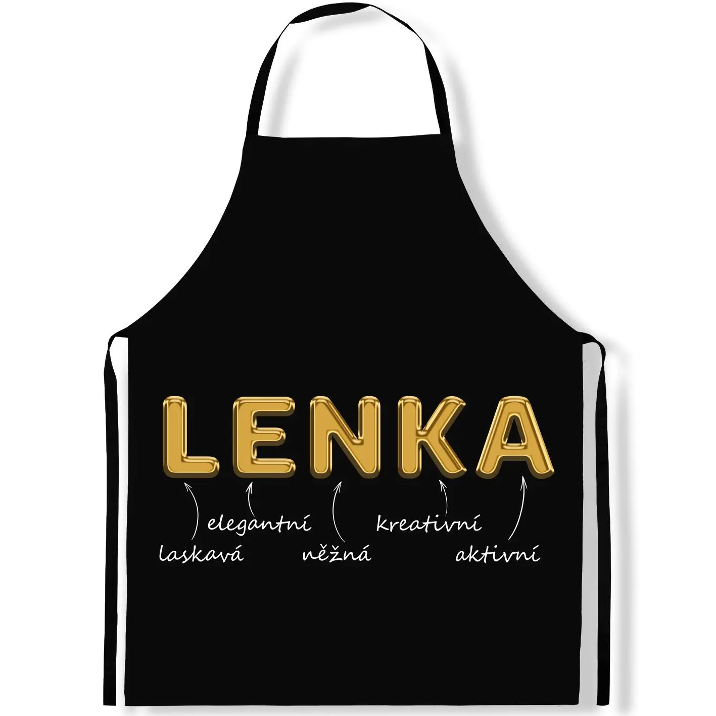 Zástěra Ženská jména – GOLD (Výběr jména) (Jméno: Lenka)