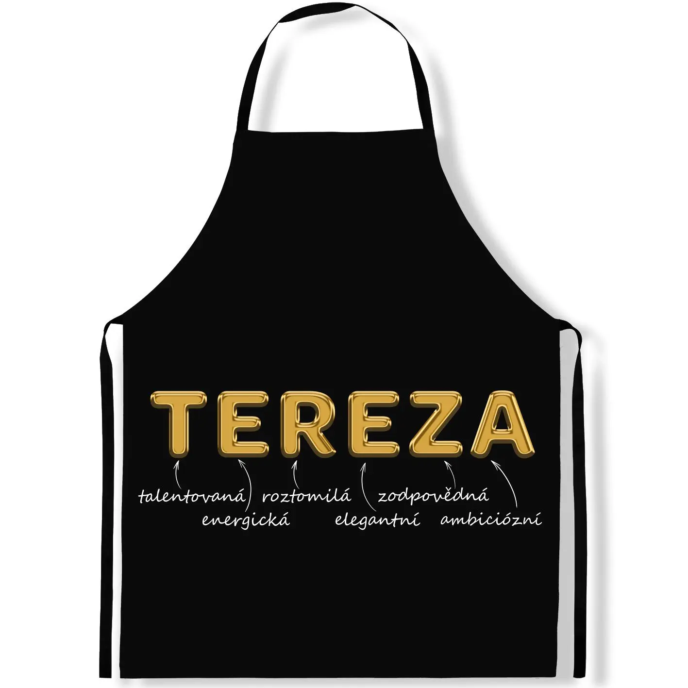 Zástěra Ženská jména – GOLD (Výběr jména) (Jméno: Tereza)
