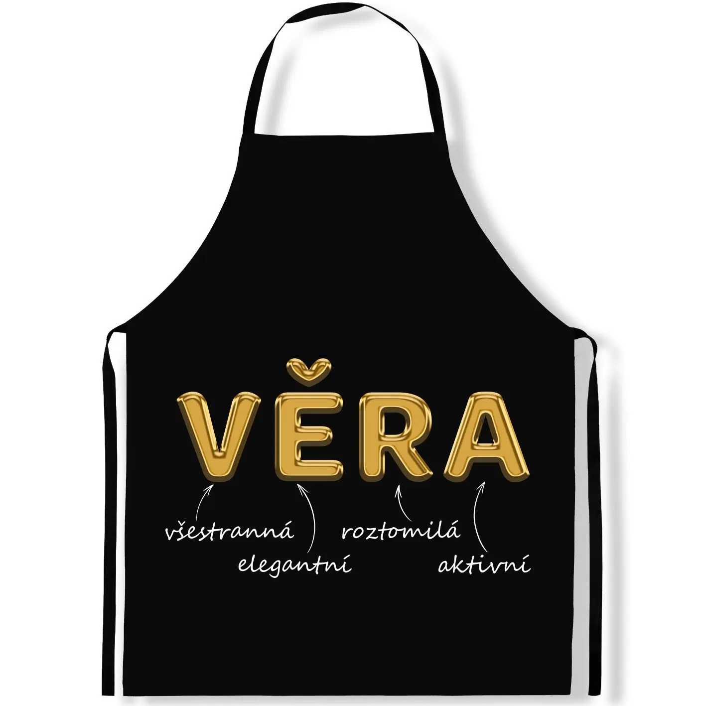 Zástěra Ženská jména – GOLD (Výběr jména) (Jméno: Věra)