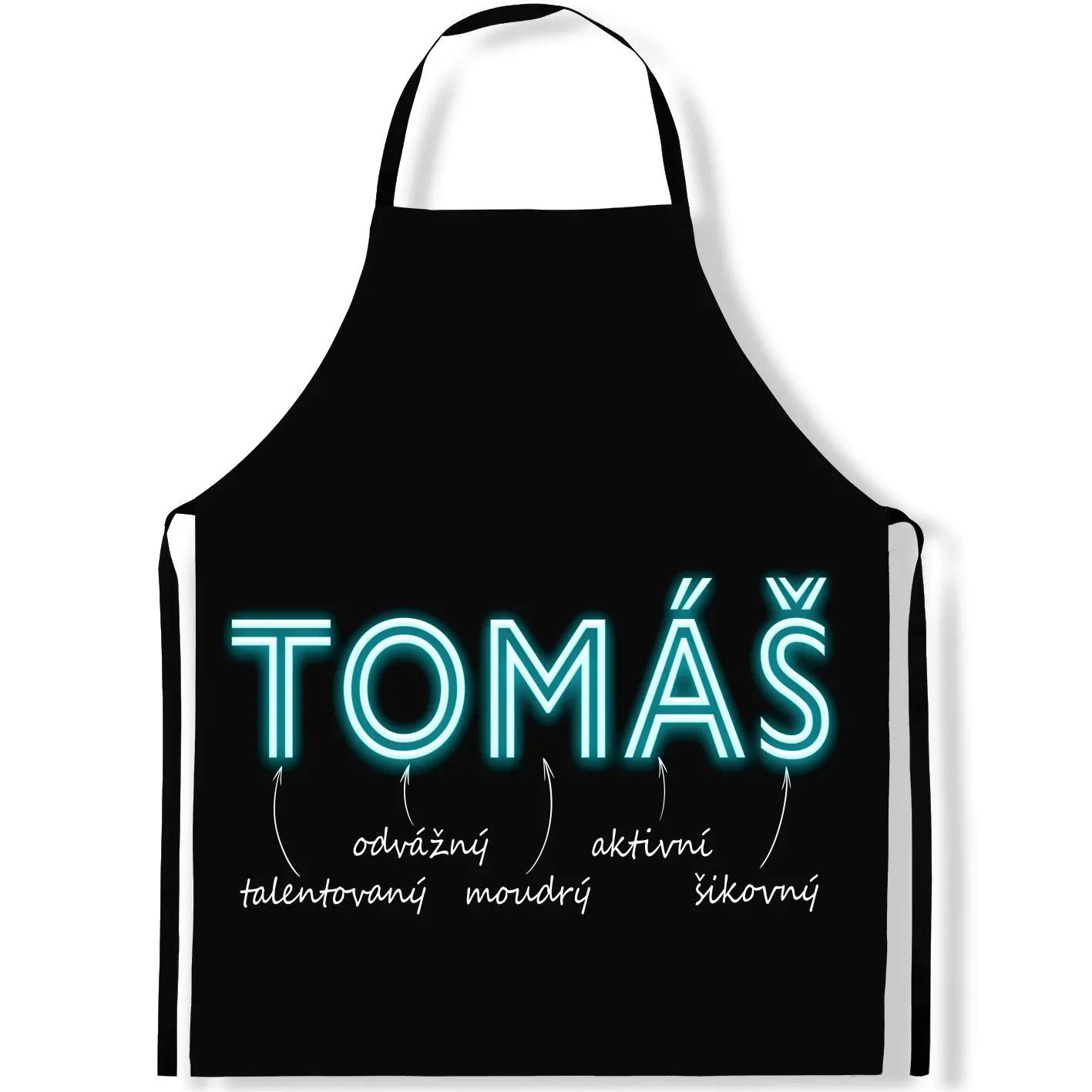 Zástěra Mužská jména – NEON (Výběr jména) (Jméno: Tomáš)