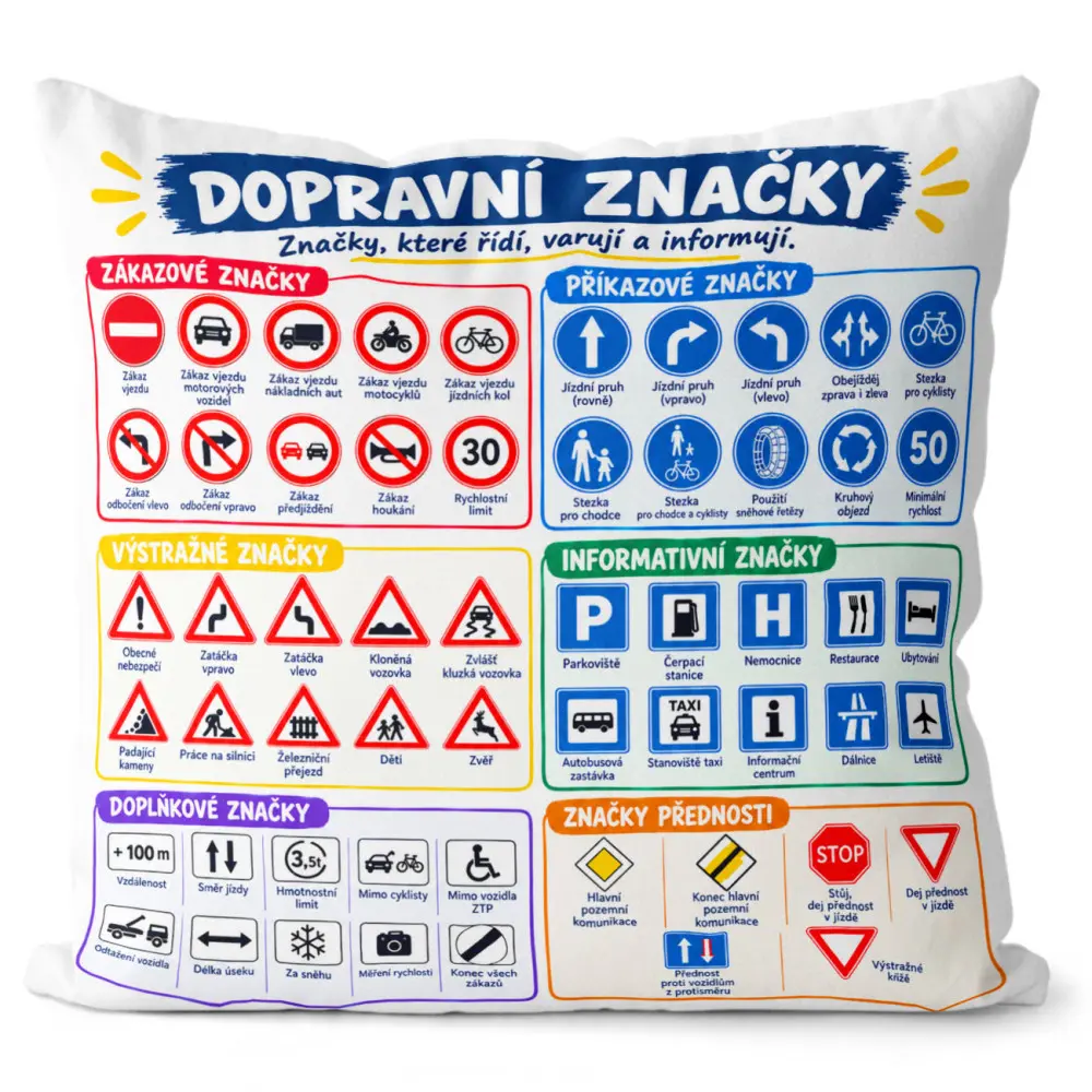 Polštář Dopravní značky (Velikost: 55 x 55 cm)