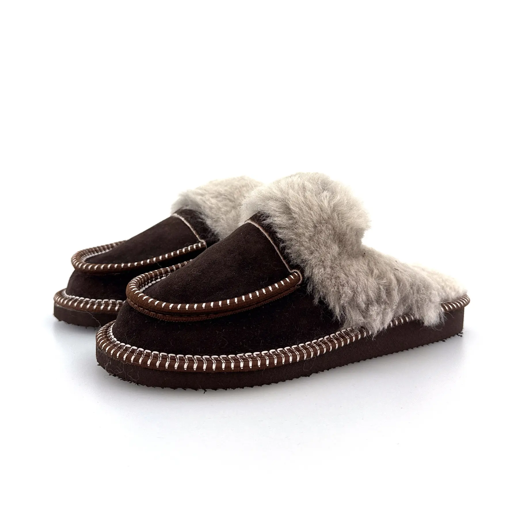 Unisex vlněné papuče ASTRID, tmavohnědé