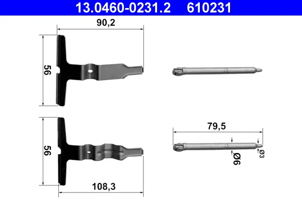 Sada příslušenství, obložení kotoučové brzdy ATE 13.0460-0231.2