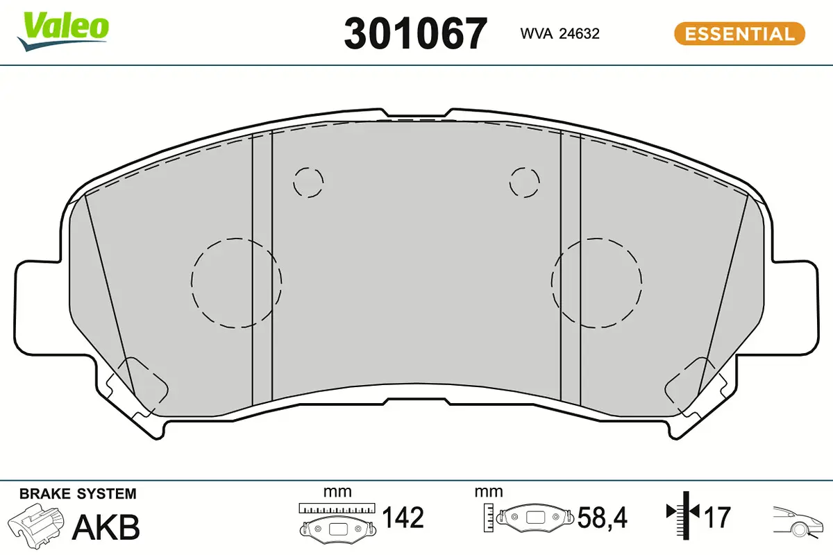 Sada brzdových destiček, kotoučová brzda VALEO 301067