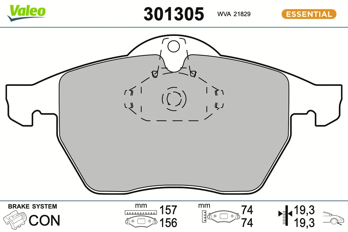 Sada brzdových destiček, kotoučová brzda VALEO 301305