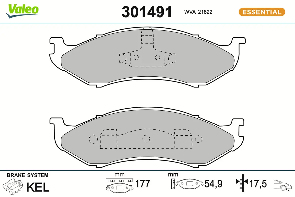 VALEO Sada brzdových destiček, kotoučová brzda 301491