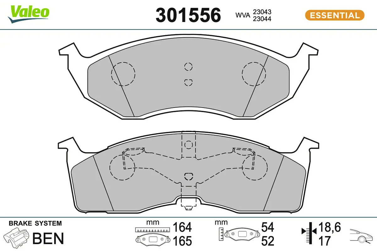 VALEO Sada brzdových destiček, kotoučová brzda 301556