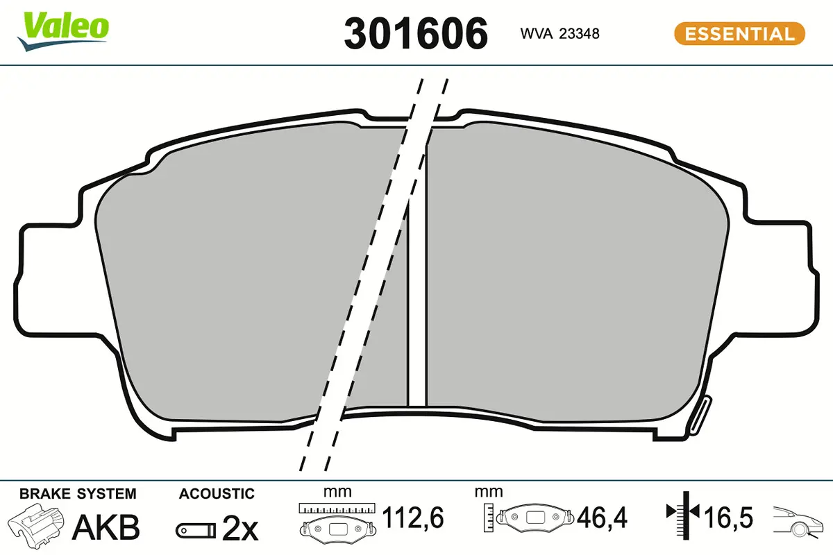 Sada brzdových destiček, kotoučová brzda VALEO 301606