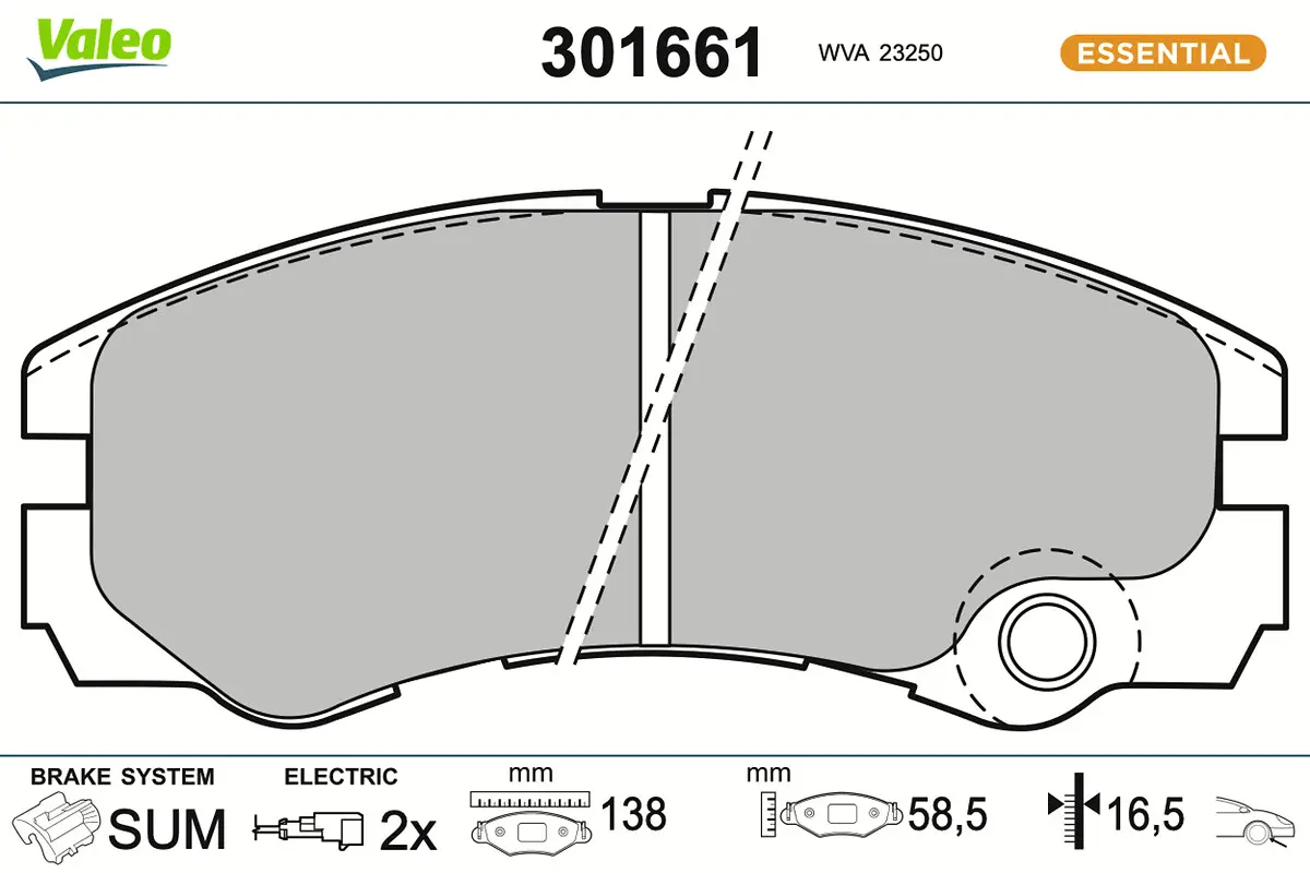 Sada brzdových destiček, kotoučová brzda VALEO 301661