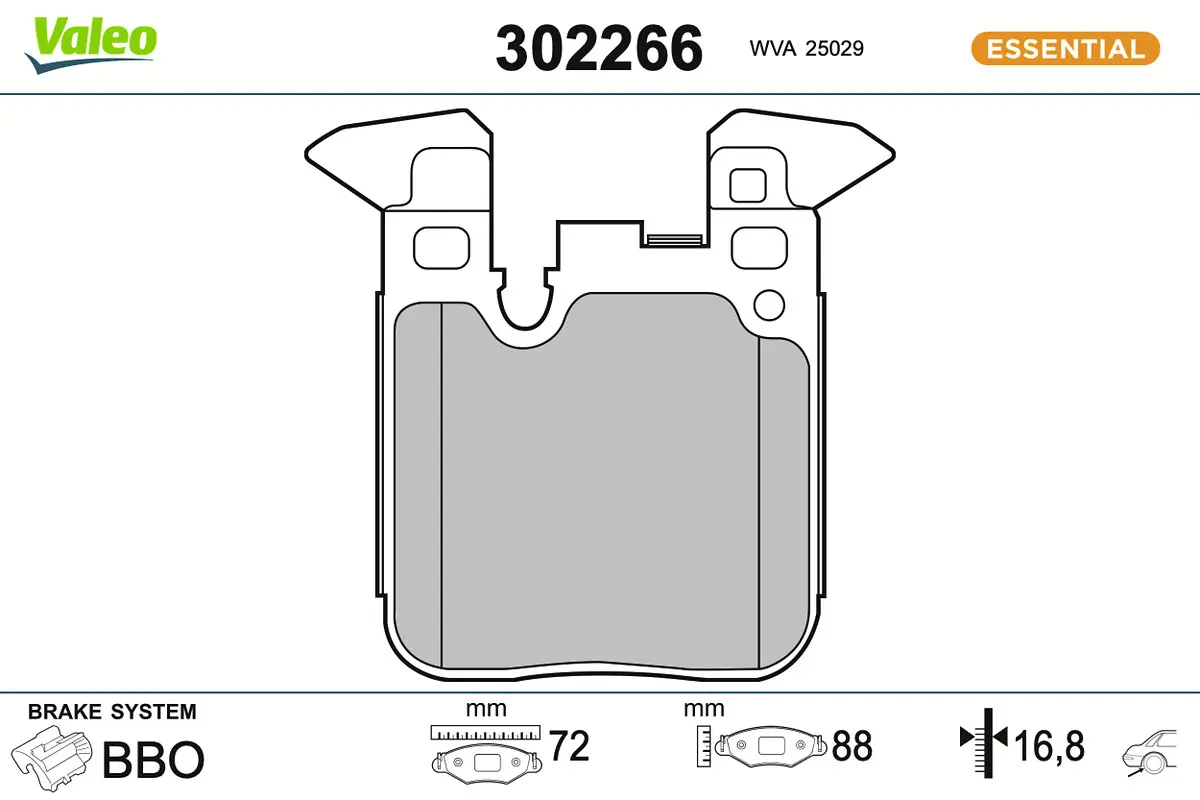 Sada brzdových destiček, kotoučová brzda VALEO 302266