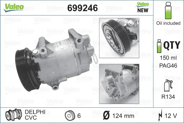 Kompresor, klimatizace VALEO 699246