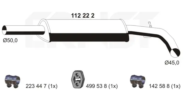 Střední tlumič výfuku ERNST 112222